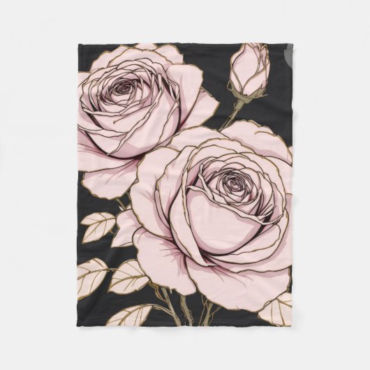 Roze Roos Bloemendeken van Fleece Deken (Voorkant)