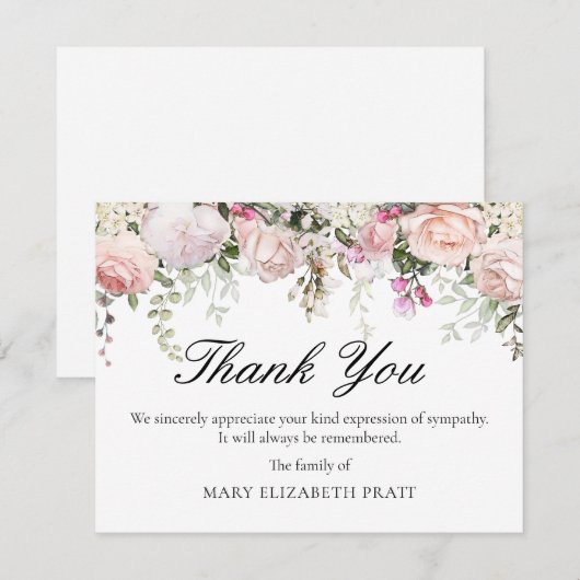 Roze Roos Bloemendodenherdenking Bedankkaart (Voorkant / Achterkant)