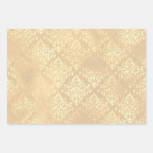 Roze roos bloemendot gouden blauwgroen  chique ele inpakpapier vel (Voorkant 3)