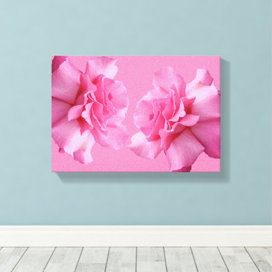  roze roos bloemeneenvoudige moderne kunst canvas afdruk (Insitu (Houten vloer))