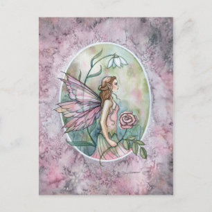 Roze Roos Bloemenfee door Molly Harrison Briefkaart