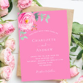 Roze roos bloemengroen bruiloft kaart