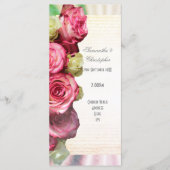 Roze roos bloemenkerk huwelijksprogramma programmakaart (Voorkant)