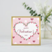 Roze Roos Bloemhartenvorm Valentijnsdag Cadeaus (Staand voorkant)