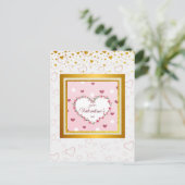 Roze Roos Bloemhartjes Valentijnsdag Cadeaus Briefkaart (Staand voorkant)