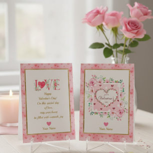 Roze Roos Bloemhartjes Valentijnsdag Cadeaus Kaart