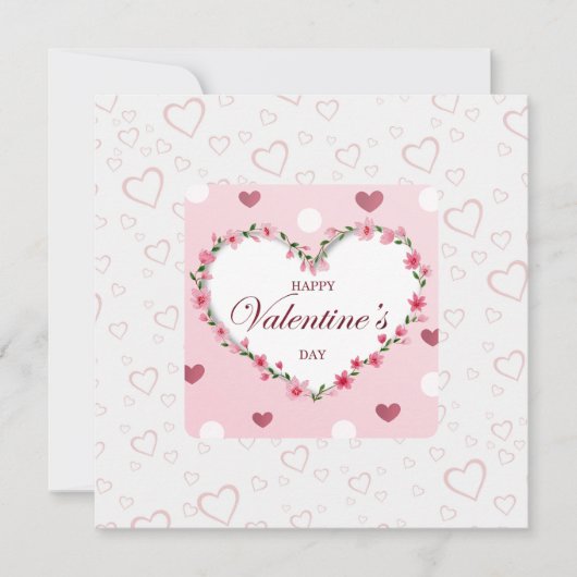 Roze Roos Bloemhartjes Valentijnsdag Cadeaus Kaart (Voorkant)