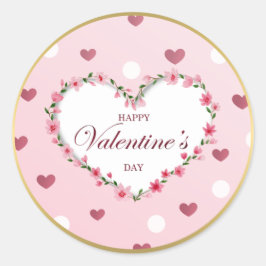 Roze Roos Bloemhartjes Valentijnsdag Cadeaus Ronde Sticker