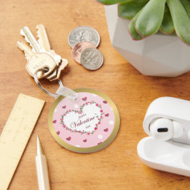 Roze Roos Bloemhartjes Valentijnsdag Cadeaus Sleutelhanger