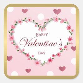 Roze Roos Bloemhartjes Valentijnsdag Cadeaus Vierkante Sticker