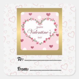 Roze Roos Bloemhartjes Valentijnsdag Cadeaus Vierkante Sticker