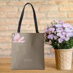 Roze Roos Bloemig Bruin Beige Stijlvol Chic Tote Bag