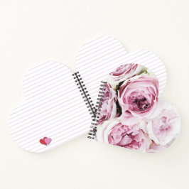 Roze Roos Bloemig Hart Elegante Spiraal Notebook Notitieboek