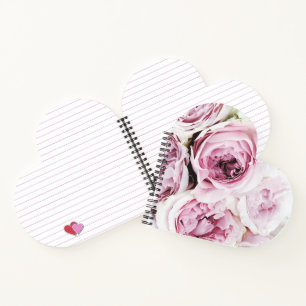 Roze Roos Bloemig Hart Elegante Spiraal Notebook Notitieboek