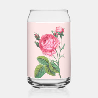 Roze roos bloemig moderne pastel blikvorm glas