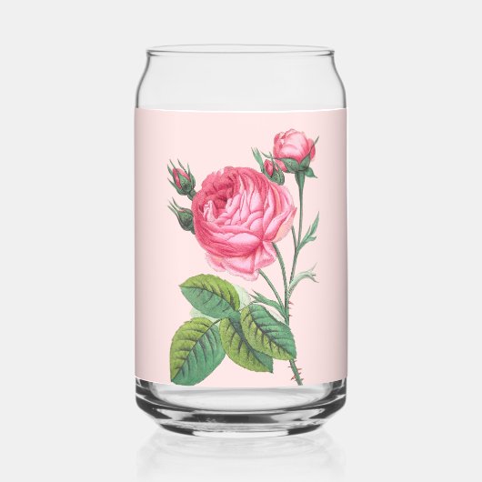 Roze roos bloemig moderne pastel blikvorm glas (Voorkant)