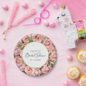 Roze Roos Bloemige Aquarel Bruiloft Feest Papieren Bordje (Feest)