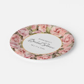 Roze Roos Bloemige Aquarel Bruiloft Feest Papieren Bordje (Gekanteld)
