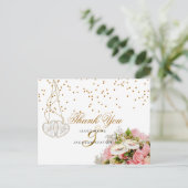 Roze Roos Bloemige Bloemen - Dank Je Briefkaart (Staand voorkant)