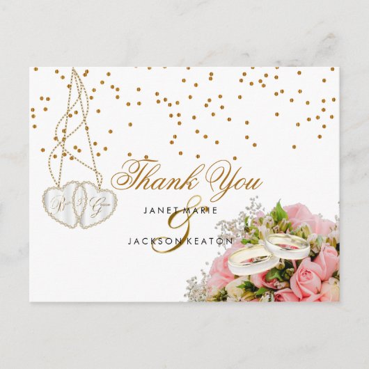 Roze Roos Bloemige Bloemen - Dank Je Briefkaart (Voorkant)