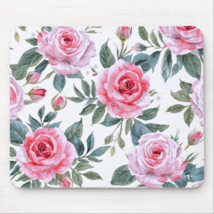 Roze Roos Bloemige Cottagecore Watercolor Patroon Muismat