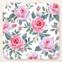 Roze Roos Bloemige Elegante Waterverf Patroon