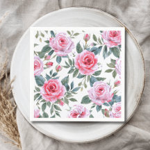 Roze Roos Bloemige Elegante Waterverf Patroon