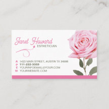 Roze Roos Bloemige Elegante Zakelijke Visitekaart