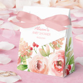 Roze Roos Bloemige Groene Meisje Baby Shower Bedankdoosjes