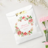 Roze Roos Bloemige Groene Meisje Baby Shower Bedankzakje (Gezegeld)