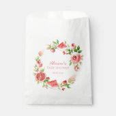 Roze Roos Bloemige Groene Meisje Baby Shower Bedankzakje (Voorkant)