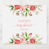 Roze Roos Bloemige Groene Meisje Baby Shower Bier Etiket (Enkel label)