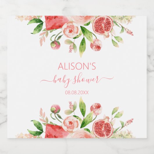Roze Roos Bloemige Groene Meisje Baby Shower Bier Etiket (Enkel label)