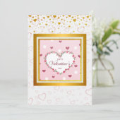 Roze Roos Bloemige Harten Valentijnsdag Cadeaus Feestdagenkaart (Staand voorkant)