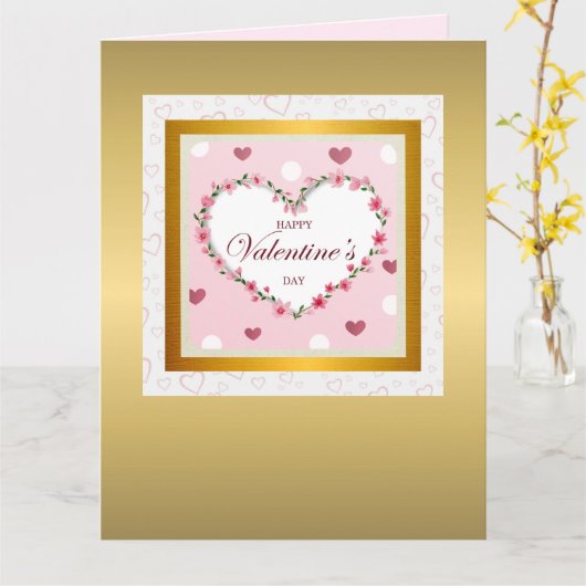 Roze Roos Bloemige Harten Valentijnsdag Cadeaus Kaart (Gele Bloem)