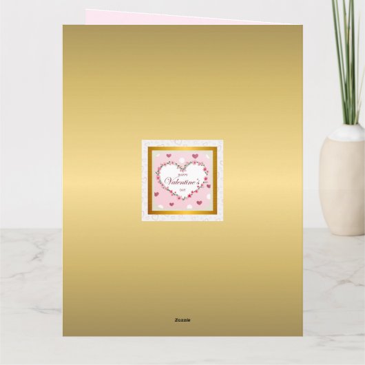 Roze Roos Bloemige Harten Valentijnsdag Cadeaus Kaart (Achterkant)