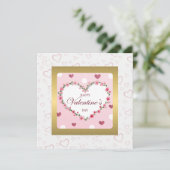 Roze Roos Bloemige Harten Valentijnsdag Cadeaus Kaart (Staand voorkant)