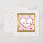 Roze Roos Bloemige Hartjes Valentijnsdag Cadeaus Kaart (Voorkant / Achterkant)