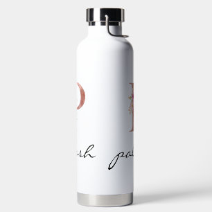 Roze Roos Bloemige Letter P Monogram Waterfles