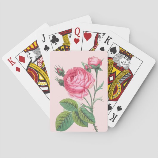 Roze roos bloemige moderne pastel pokerkaarten (Achterkant)