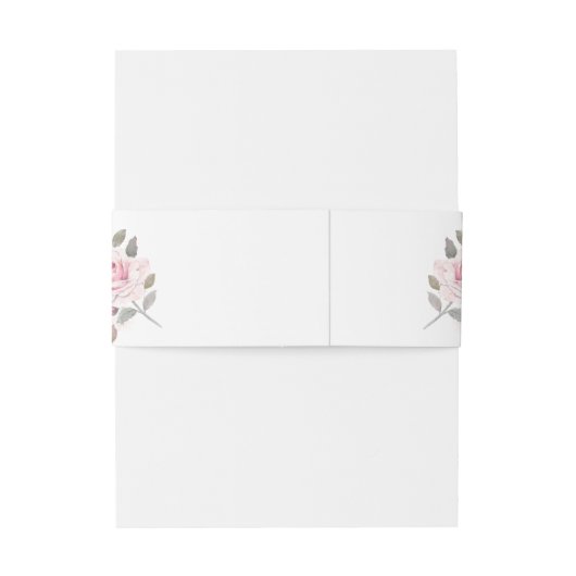 Roze Roos Bloemige Monogram Uitnodigingen Wikkel (Achterkant Voorbeeld)