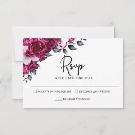 Roze Roos Bloemige Trouw RSVP