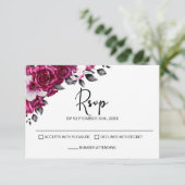 Roze Roos Bloemige Trouw RSVP Kaartje (Staand voorkant)