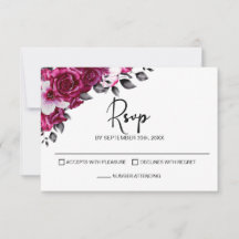 Roze Roos Bloemige Trouw RSVP