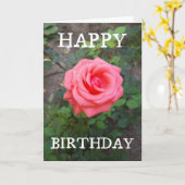 Roze Roos Bloemige Verjaardag Kaart (Gele Bloem)