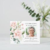 Roze Roos Bloemige Viering Van Het Leven Foto Briefkaart (Staand voorkant)
