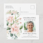 Roze Roos Bloemige Viering Van Het Leven Foto Briefkaart (Voorkant / Achterkant)