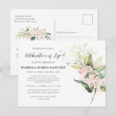 Roze Roos Bloemige Viering van Levensuitnodiging Briefkaart (Voorkant / Achterkant)