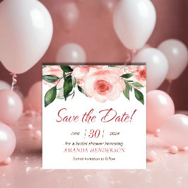 Roze Roos Bloemige Waterverf Bruiloft Feest Save The Date