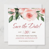 Roze Roos Bloemige Waterverf Bruiloft Feest Save The Date (Voorkant)